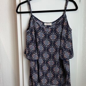 Elegant Navy and White Patterned Camisole